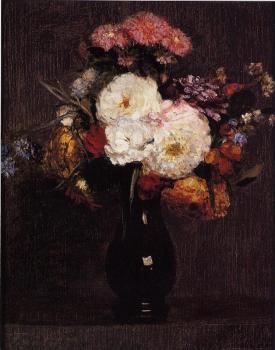 Henri Fantin-Latour : Dahlias, Queens Daisies, Roses and Corn Flowers II